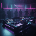 DJ booth under nocturne lighting
